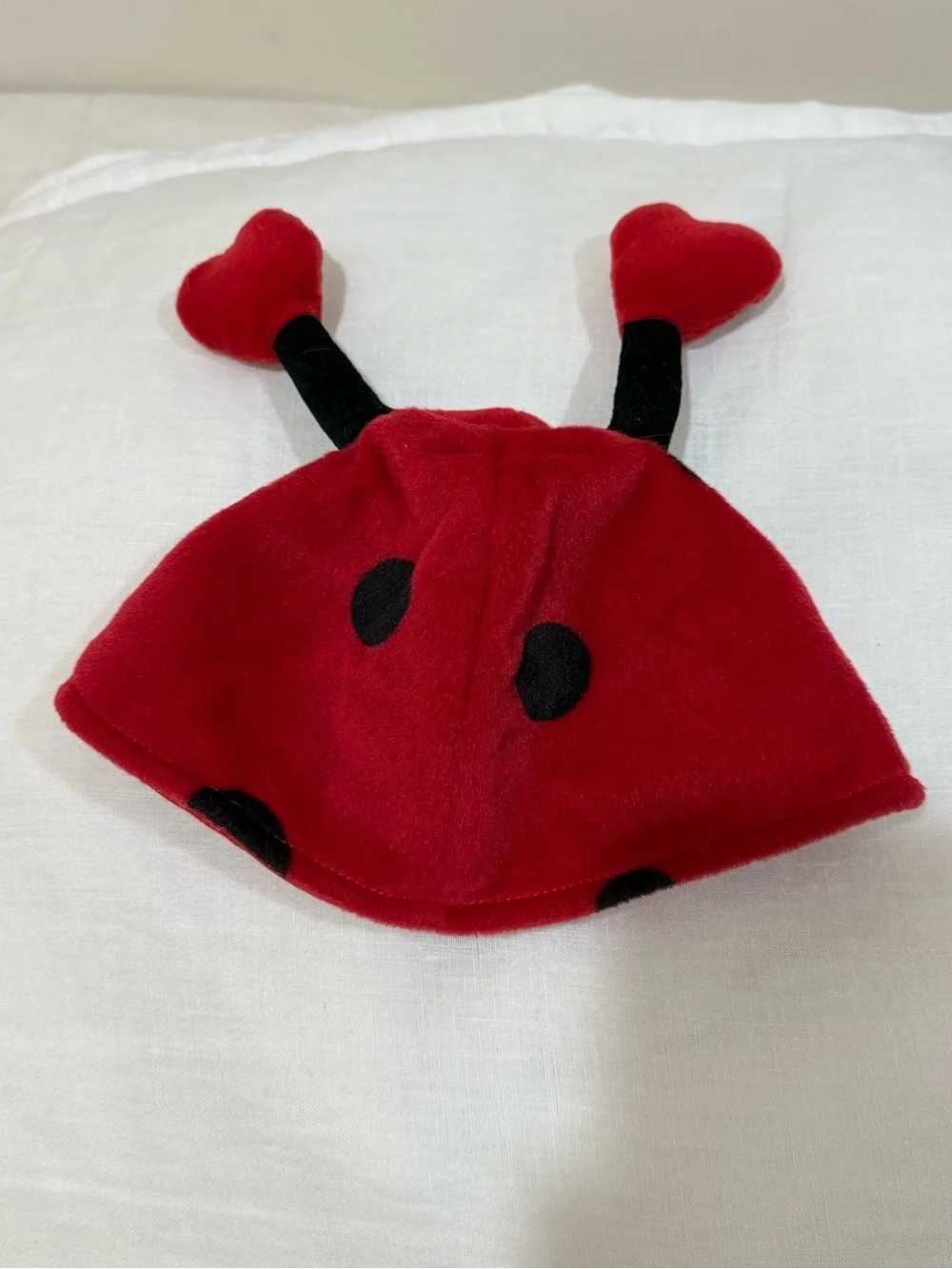 Kids Red Ladybug Beanie Hat with Heart Antennae